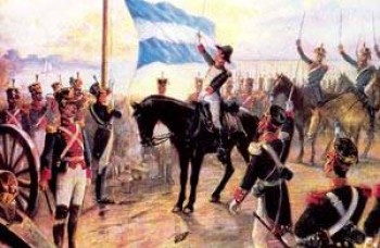 Primer izamiento de la bandera argentina en las costas del río Paraná, 27 de febrero de 1812.